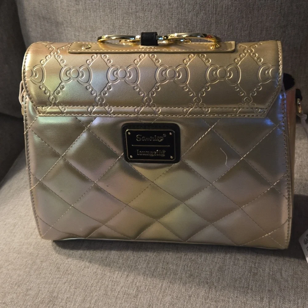 NWT Sanrio Hello Kitty 50th Anniversary Metallic Gold Crossbody Bag - Picture 6 of 13